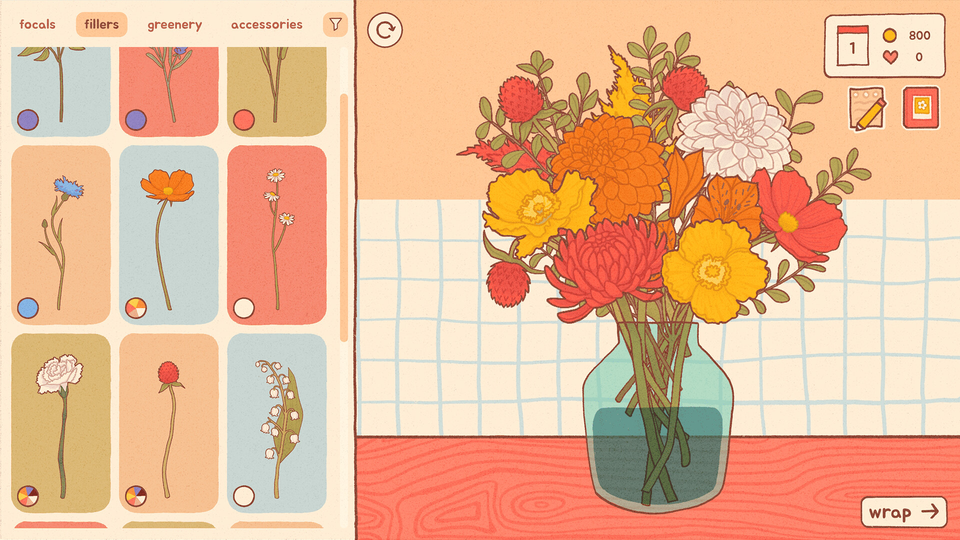 Screenshot from the game Flowers and Favours.