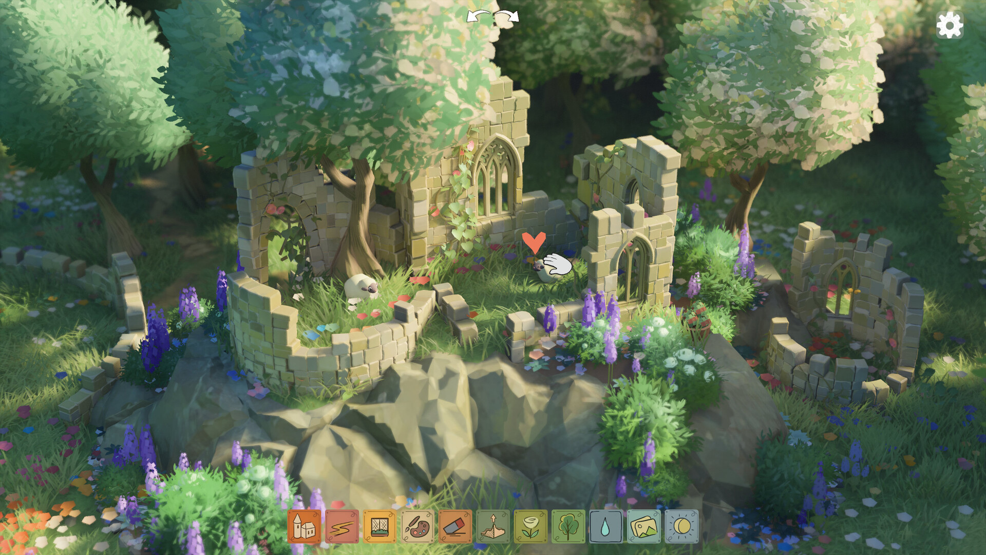 Screenshot from the game Tiny Glade.